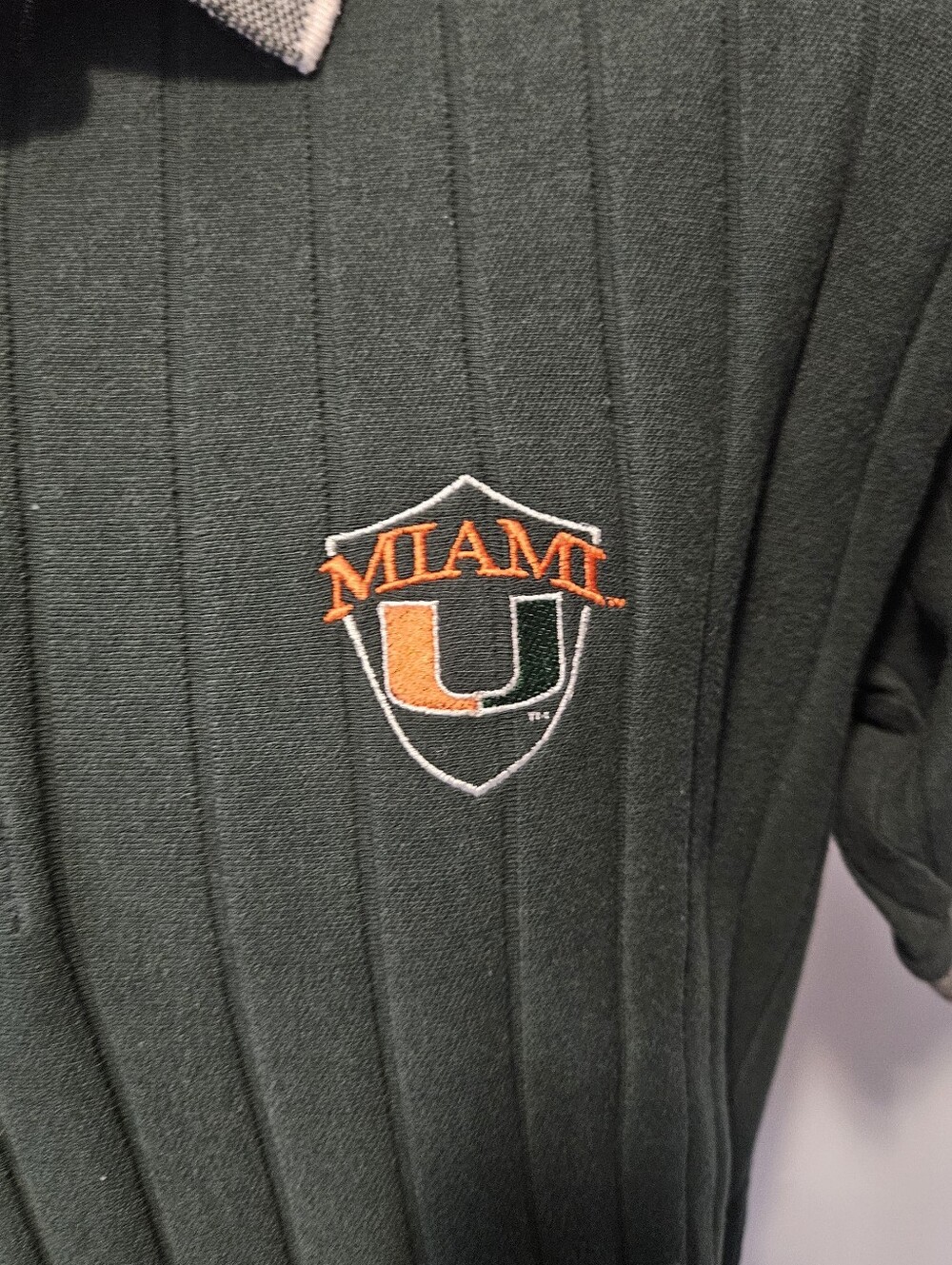 Lee Sport Miami Hurricanes Vintage Polo Shirt Mens Dark Green Classic 90's Large - Picture 4 of 10